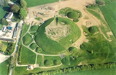 Aerial photograph of the passage tombs at Knowth, County Meath