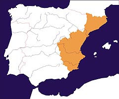 Map of the Spanish Levantine art area treated in EuroPreArt